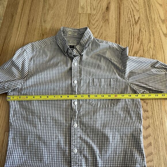 J.Crew Shirt Mens Size M Taupe White Gingham Check Button Down Classic Stretch - Picture 5 of 9
